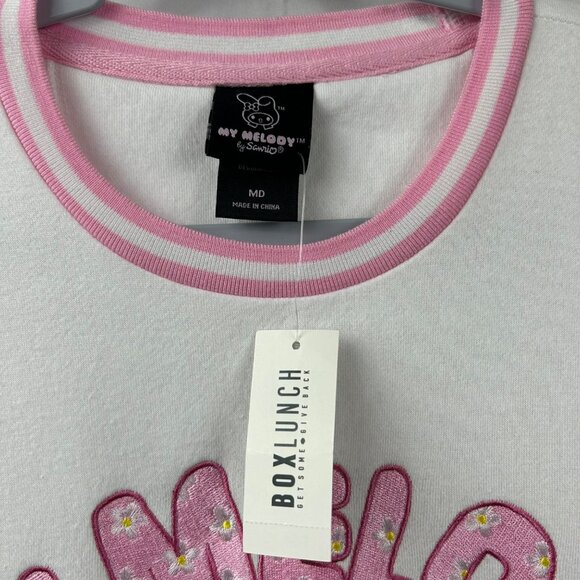 My Melody NWT Sweatshirt Shirt Womens M Pink White Cute New Sanrio BoxLunch - Picture 2 of 14